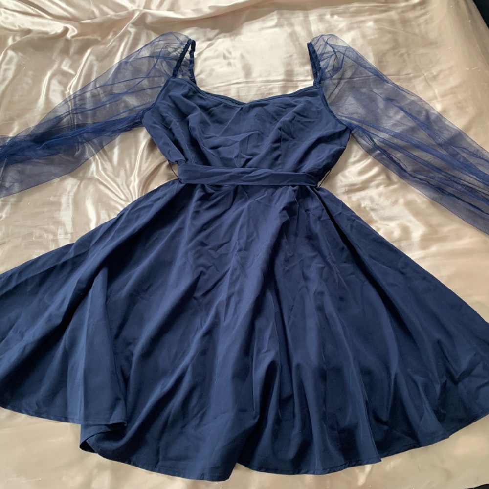 Shein, large, blueish dress